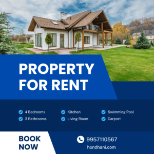 Blue and White Modern Property For Rent Instagram Post